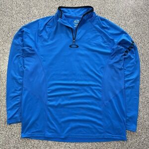 Oakley Hydrolix Quarter Zip Pullover Mens L Long Sleeve Blue Regular Fit